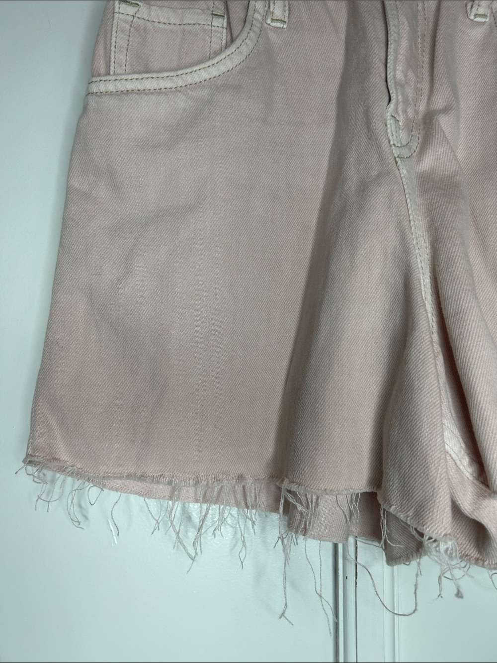 All Saints Paperbag Waist Frayed Hem Women’s Shorts - Light Pink - Picture 4 of 9